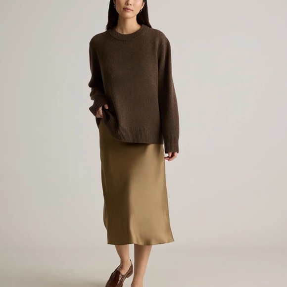 Quince Mongolian Cashmere Oversized Crew Neck Sweater in Brown Size XL - Picture 2 of 16